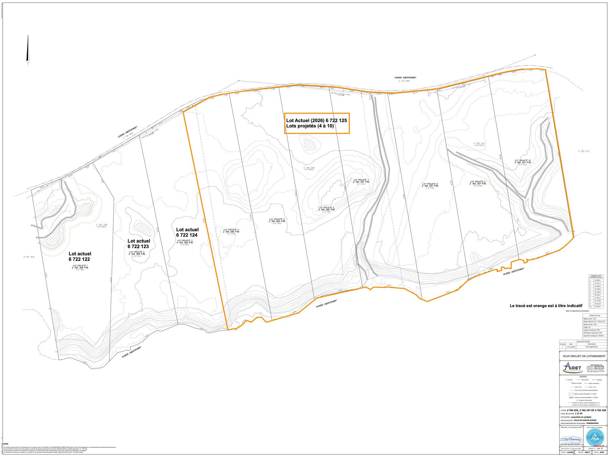 Chemin Abercrombie - Sainte-Sophie - 01 - Plan de Lotissement - Lot actuel et projeté